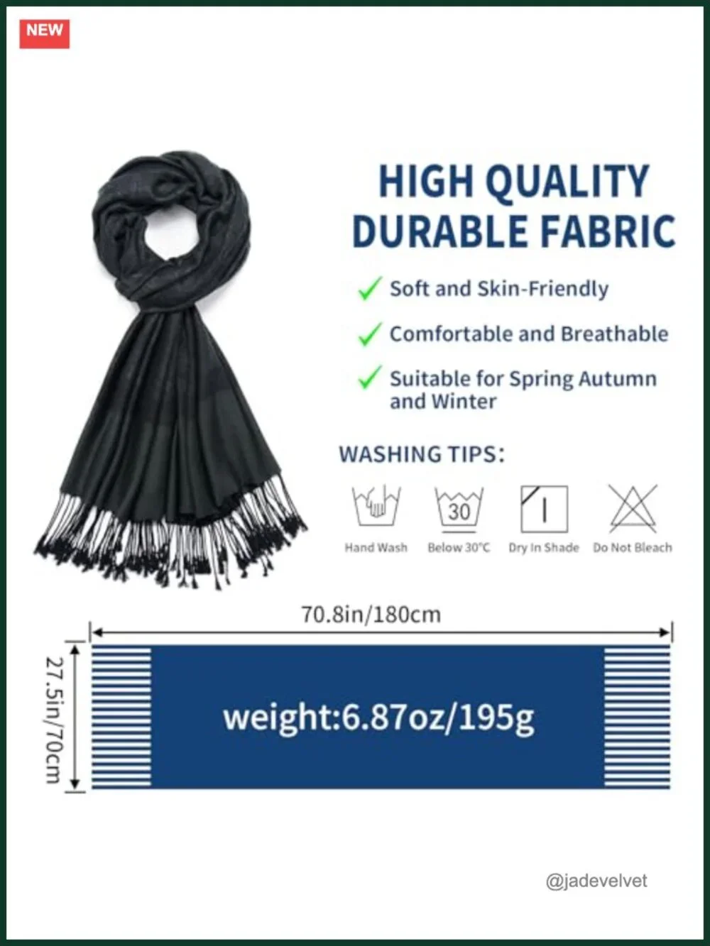 Paisley Pashmina Shawl Wrap Reversible Jacquard Scarf with Fringe